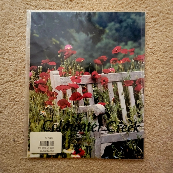 COLDWATER CREEK ♡  White Wooden Bench Red Floral Poppy Unframed Original Print - Picture 16 of 17